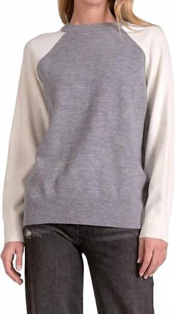 Elan Tatum Sweater In Grey White Color Block