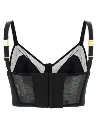 Elisabetta Franchi Wool and Tulle Bustier Top - Black