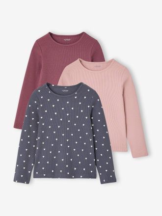 Vertbaudet 3er-Pack M&auml;dchen Langarmshirts gerippt tinte