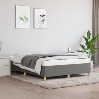 vidaXL Estructura De Cama Sin Colch&oacute;n Tela Gris Oscuro 140x200 Cm Vidaxl