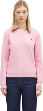 Maison Kitsun&eacute; Fox Head Patch Regular Sweatshirt - Dames - Sweatshirts - Roze - L - Katoen - Hoodies & sweatvesten