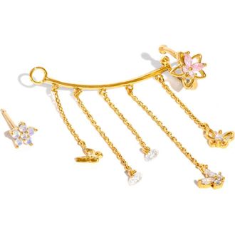 Girls Crew Mari Chandelier Single Stud & Cuff Ear Crawler in Gold at Nordstrom