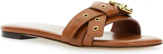Chlo&eacute; Womens Brown Sandals With Strap Embellishment Linen