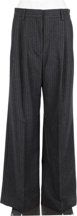 Filippa K Grey Pinstripe Tailored-Waist Wool-Blend Wide-Leg Pants