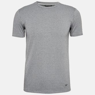 Emporio Armani Grey Patterned Knit Crew Neck T-Shirt