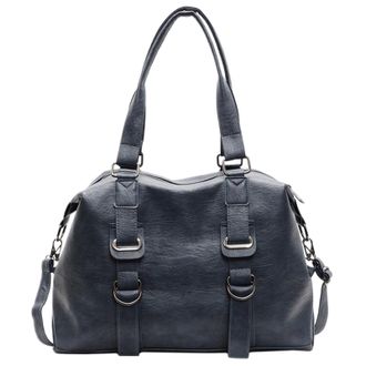 Generic PU Leather Shoulder Bag Retro Handbag Large Crossbody Bag for Women (Blue)