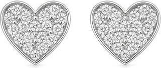 House of Frosted Clara 14K White Gold Plate Sterling Silver White Topaz Heart Stud Earrings at Nordstrom Rack