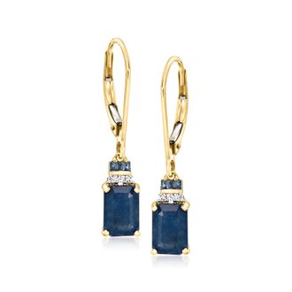 Ross-Simons Sapphire Drop Earrings With Diamonds in 14kt Yellow Gold