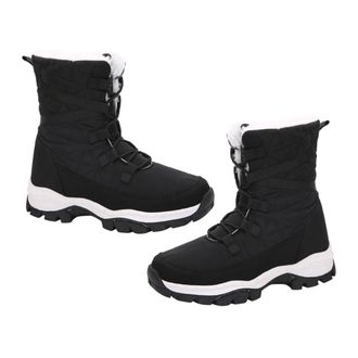 Yardwe Women Winter Warm Snow Boots Mid-Calf Black High-Top Insulated Cotton Shoes Comfortable Outdoor Footwear for Cold Weather