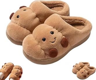 Generic Croissant Fuzzy Slippers, Croissant Slippers for Women, Fluffy Fuzzy Scuff Warm Slipper, Cartoon Croissant Slipper Women Men, Warm Cozy Non-Slip Indoo