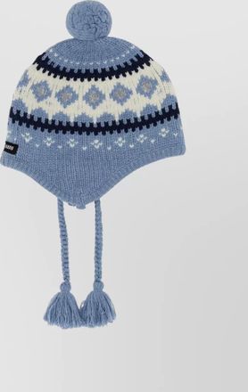 Miu Miu knit hat ear flaps pattern tassel ties