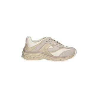 Emporio Armani Panelled Lace-Up Sneakers - Heren - Sneakers - Beige - 43 EU - Leer - Schoenen