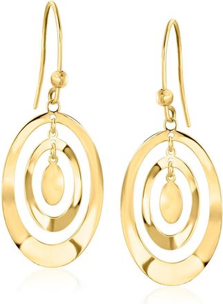 Ross-Simons Italian 10kt Yellow Gold Curvy Concentric Oval Drop Earrings