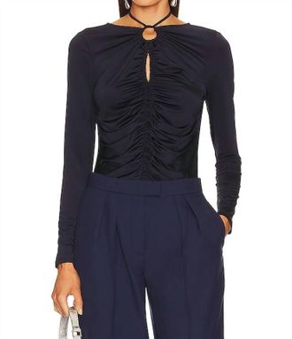 Veronica Beard Roque Top In Navy