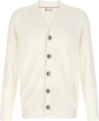 Brunello Cucinelli White Cotton Mens Cardigan