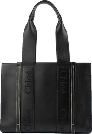 Chlo&eacute; Chlo&eacute; Womens Chloe Woody Medium Leather Tote Bag - Black - One Size