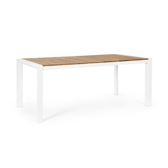 Konte Design Mesa de jard&iacute;n con tablero de teca y aluminio blanco
