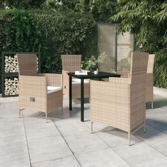 vidaXL Juego De Comedor De Jard&iacute;n 5 Piezas Con Cojines Beige Vidaxl
