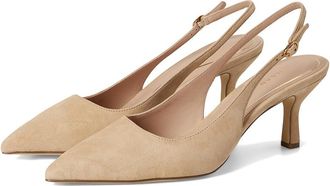 Cole Haan Hansell Sling Back Pumps High Womens Heels Tuscan Sand Suede : 6.5 B - Medium, Leather