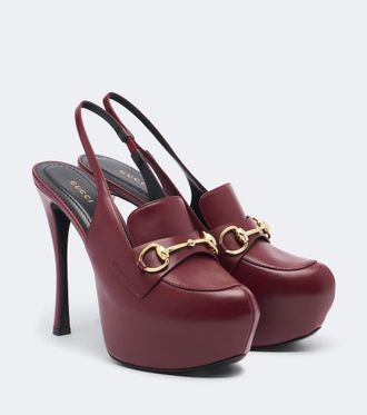 Gucci Horsebit leather slingback pumps