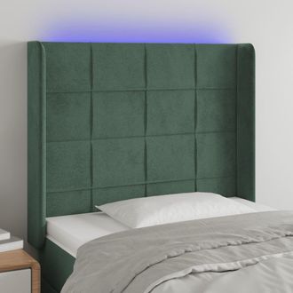 vidaXL Cabecero Con Led De Terciopelo Verde Oscuro 103x16x118/128 Cm Vidaxl