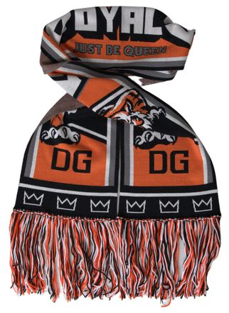 Dolce & Gabbana Womens Multicolor Wool Dg Royals Wrap Fringe Scarf Virgin