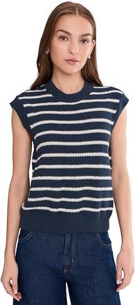 Pact Shoreline Relaxed Shell Womens Sweater Seabreeze Stripe Navy Blue : MD, Cotton