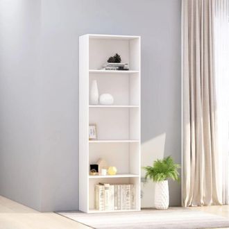 vidaXL Vidaxl - Libreria a 5 Ripiani Bianca 60x30x189 cm in Legno Multistrato