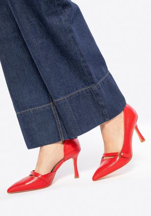 Wittchen Dames rode leren pumps met bandje