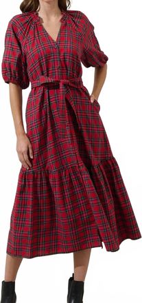 Sugarlips Chapman Plaid Wynette Tiered Midi Dress In Red Multi
