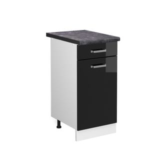 Vicco Mueble Bajo De Cocina R-line, Negro Brillo Intenso, 40 Cm, Et Antracita