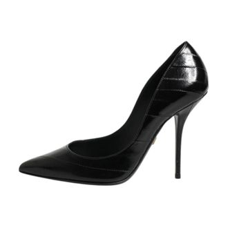 Dolce & Gabbana Schoenen, Dames, Zwart, 37 EU, Leer, Klassieke Stiletto Pumps met Puntneus