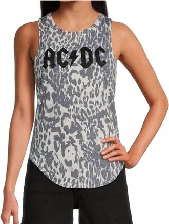 Chaser Acdc Animal Print Tank Top In White Cheetah