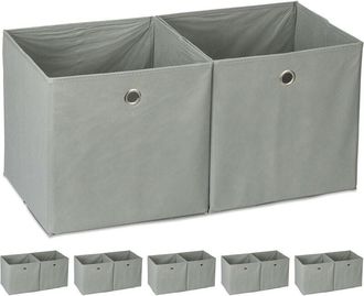 Relaxdays 12 Cajas De Almacenaje, Cuadradas, Cajas Textiles, 30 X 30 X 30 Cm, Cubos Almacenaje Para Estanter&iacute;as, Tela, Gris