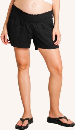 Nom Maternity The Easy Smocked Maternity Shorts in Black at Nordstrom, Size X-Small