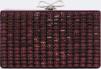Self Portrait Clutch de sat&eacute;n con cristales