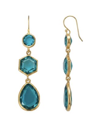 Liv Oliver 18K Plated 19.50 Ct. Tw. London Blue Quartz Earrings