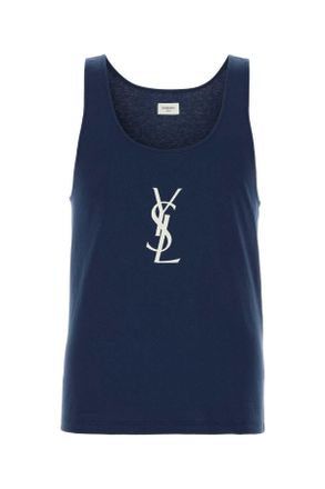 Saint Laurent Blue Cotton Tank Top