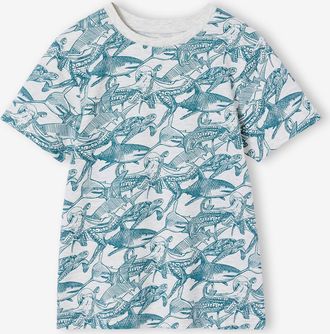 Vertbaudet T-Shirt mit Print und Recycling-Baumwolle Jungen wei&szlig; meliert