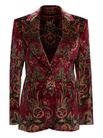 Etro Fluwelen blazer met bloemen - Rood