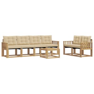 vidaXL Conjunto De Sof&aacute;s De Exterior Con Coj&iacute;n 7 Pcs Y Beige Vidaxl