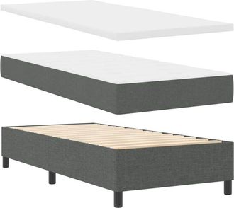 vidaXL Vidaxl - Cama Tipo Box Spring Con Colch&oacute;n Gris Oscuro 80 X 200 Cm Tela