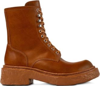 Camperlab Vamonos lace-up chunky sole combat boots - unisex - Smooth Leather/Smooth Leather/Polyurethane - 39 - Brown