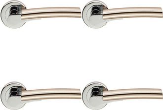 Loops 4x PAIR Two Part Lever on Round Rose Concealed Fix Polished Chrome Satin Nickel