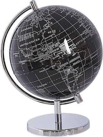 Beliani Globo Terr&aacute;queo Moderno En Negro Giratorio Con Base Plateada 20 Cm Cook