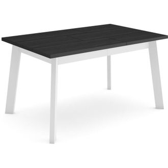 Skraut Home Tavolo da Pranzo, Cucina, Sala da pranzo, 140, Per 6 persone, Gambe in legno, Stile moderno, Nero - Skraut Home