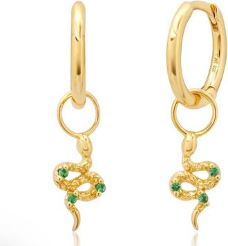 Tai Jewelry Womens Snake Huggies Hoop Earrings In Gold Vermeil