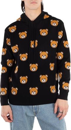 Moschino All-Over Bear Print Wool Sweater, Brand Size 46 (US Size 36)