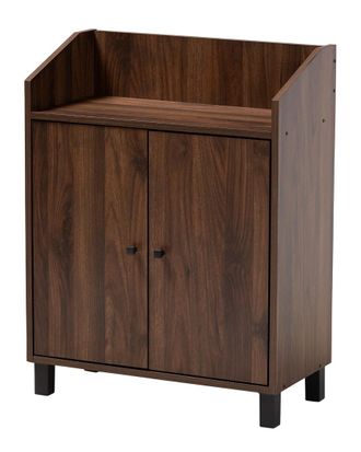 Design Studios Rossin Walnut Brown Finished 2-Door Wood Entryway Shoe Storage Cabinet