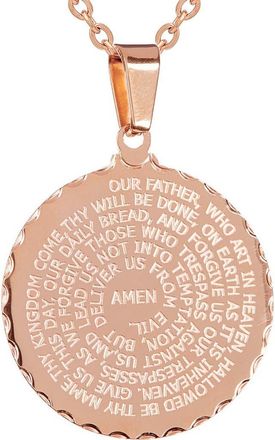 Steeltime 18k Rose Gold Plated Lords Prayer Pendant Necklace at Nordstrom Rack